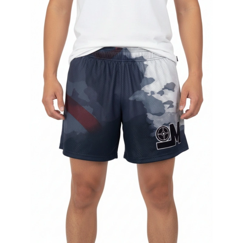 TTgarment  High-street style color-blocked printed mesh athletic shorts, loose and casual five-quarter length pants  U445