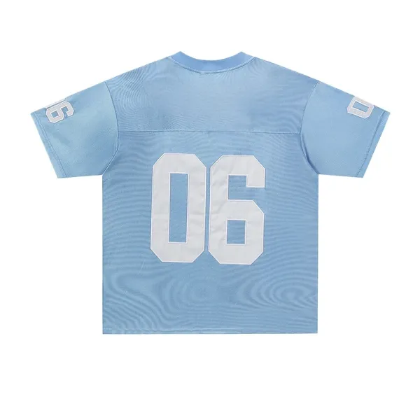 TTgarment Hip-Hop Retro Football Jersey V-Neck Sports Short-Sleeve T-Shirt for Men Satin Cool Loose Football Top SJT002