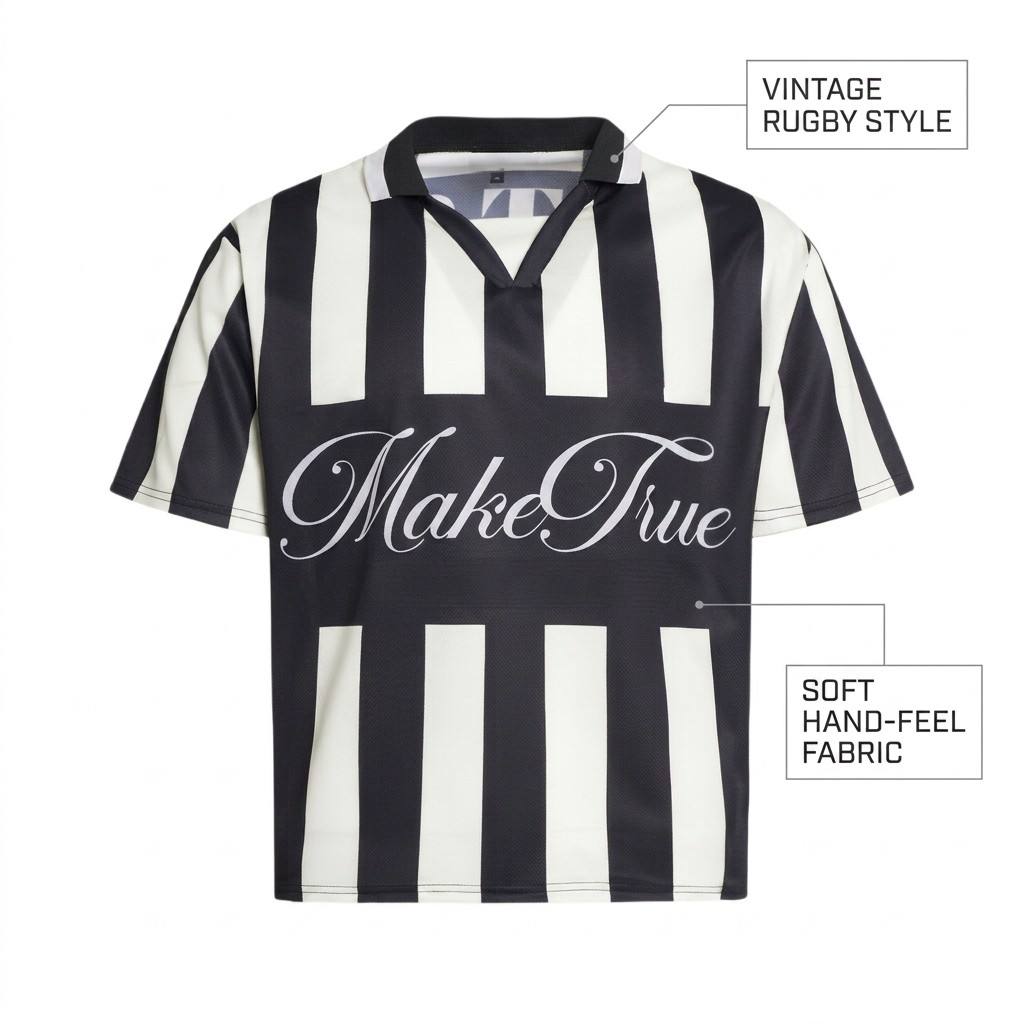TTgarment Trendy Short-sleeve T-shirt Vintage Color-blocked Striped V-neck Football Jersey SJT009 