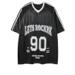 TTgarment Trendy Versatile Satin Jersey Striped V-neck Short Sleeve Retro Loose Fit Sports T-shirt For Men Breathable SJT008 