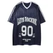 TTgarment Trendy Versatile Satin Jersey Striped V-neck Short Sleeve Retro Loose Fit Sports T-shirt For Men Breathable SJT008 