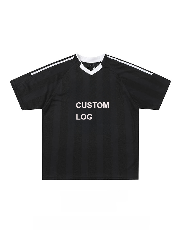 TTgarment American Retro Striped Sports Jersey Short-sleeved Blokecore Red Loose Pullover Short-sleeved T-shirt SJT005 