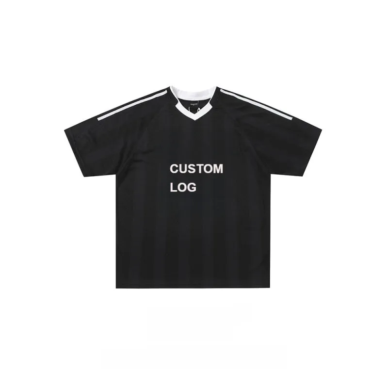 TTgarment American Retro Striped Sports Jersey Short-sleeved Blokecore Red Loose Pullover Short-sleeved T-shirt SJT005 