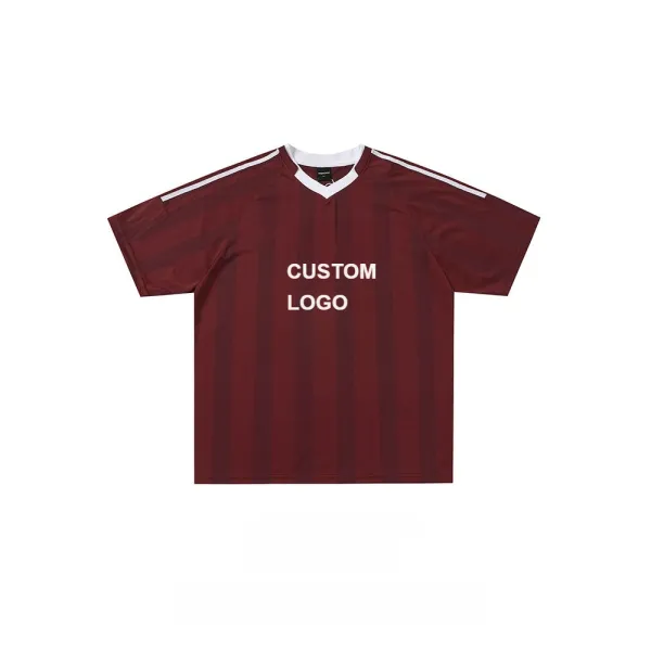 TTgarment American Retro Striped Sports Jersey Short-sleeved Blokecore Red Loose Pullover Short-sleeved T-shirt SJT005 