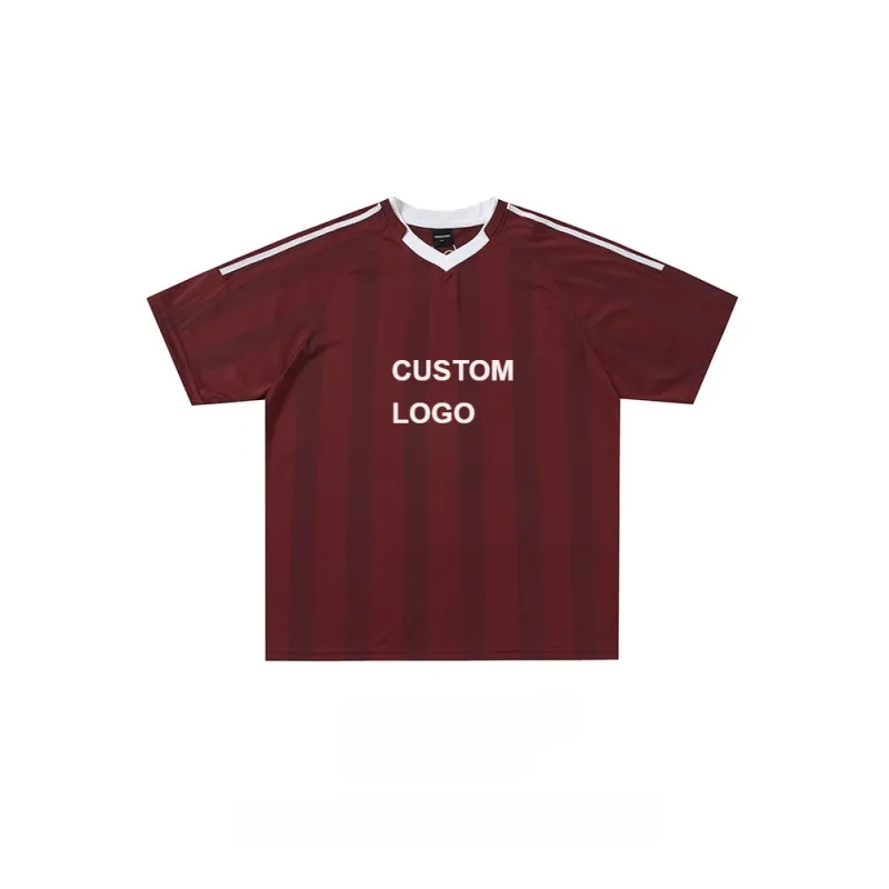 TTgarment American Retro Striped Sports Jersey Short-sleeved Blokecore Red Loose Pullover Short-sleeved T-shirt SJT005 