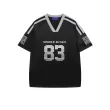 TTgarment American-style Striped Printed Jersey T-shirt For Men Vintage Loose-fitting Couple's Sports V-neck SJT004 