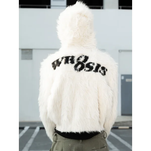 TTgarment Custom Made Faux mohair  Men Zip up Loose Casual Hoodie Coat Vintage MA002