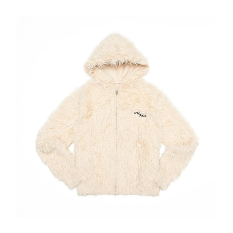 TTgarment Custom Made Faux mohair  Men Zip up Loose Casual Hoodie Coat Vintage MA002