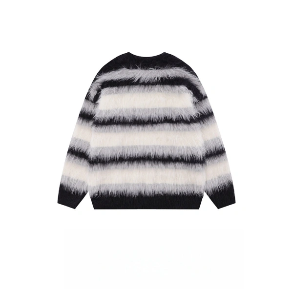 TTgarment Custom Made Faux mohair  Loose Crew Neck Fluffy Knitted Pullover  MA003