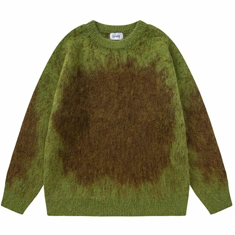 TTgarment Custom Made Ombre Gradient Faux Mohair Crew Neck Sweater Oversized MA006