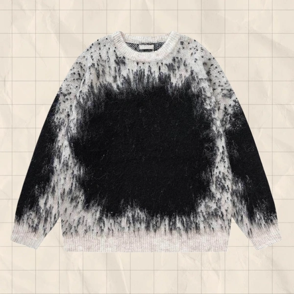 TTgarment Custom Made Ombre Gradient Faux Mohair Crew Neck Sweater Oversized MA006