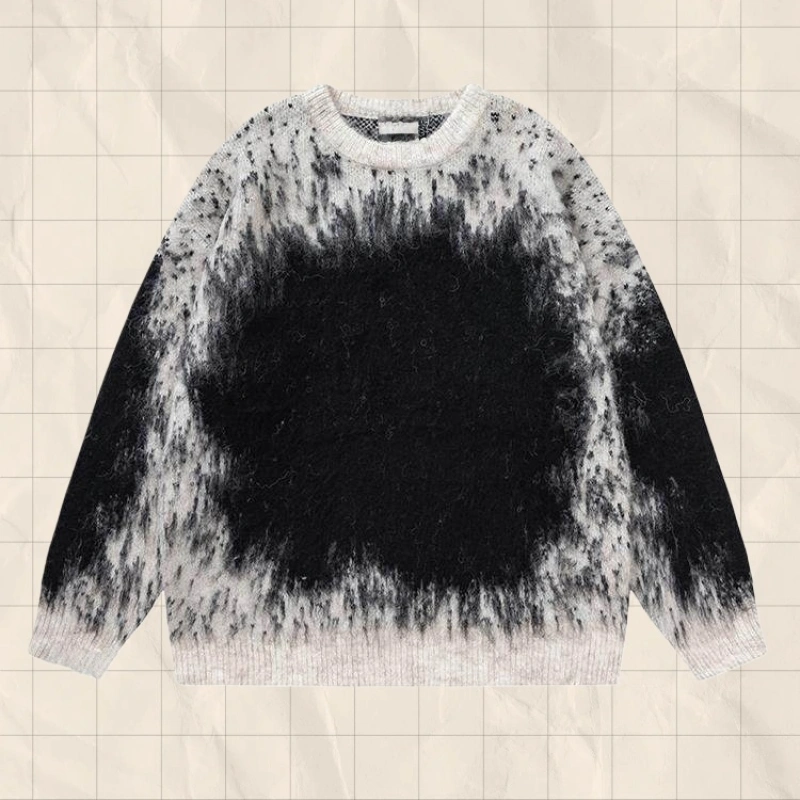TTgarment Custom Made Ombre Gradient Faux Mohair Crew Neck Sweater Oversized MA006