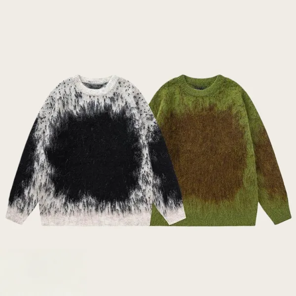 TTgarment Custom Made Ombre Gradient Faux Mohair Crew Neck Sweater Oversized MA006