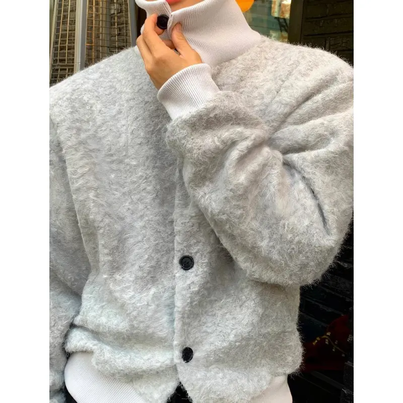 TTgarment Custom Made Faux Mohair Crew Neck Sweater Oversized Outerwear MA007