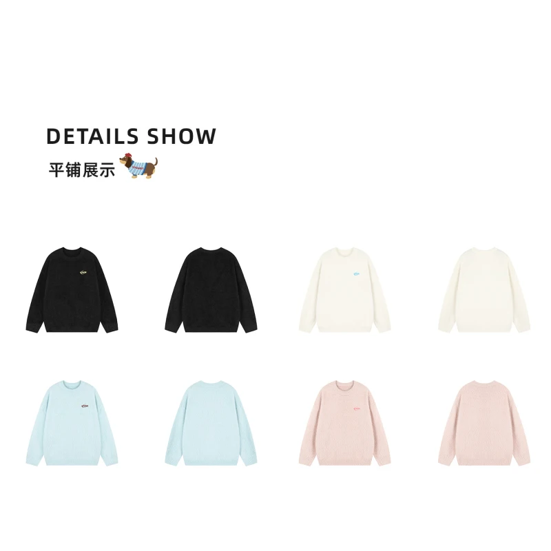 TTgarment Custom Made Embroidery Logo Faux Mohair Crew Neck Sweater Oversized MA009