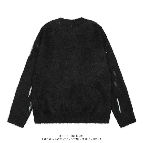 TTgarment Custom Made Animal Graphic Faux Mohair Crew Neck Sweater Streetwear MA010