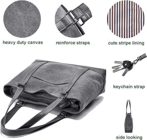 Canvas Laptop Tote Work Bag for Women