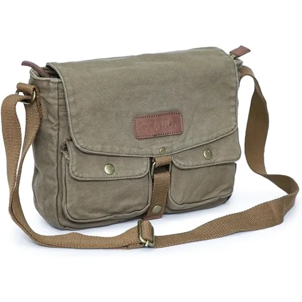 Canvas Messenger Bag - Vintage Crossbody Shoulder Bag