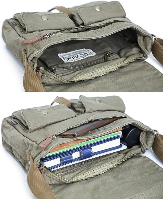 Canvas Messenger Bag - Vintage Crossbody Shoulder Bag