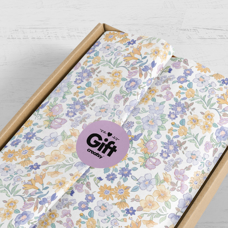 White Colorful Print Flower Pattern Gift Wrapping Paper